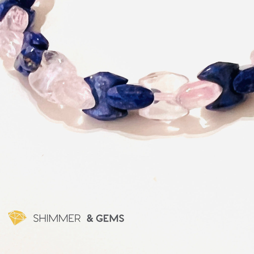 Rose Quartz & Lapis Lazuli Chain Healing Bracelet (Alignment Balance) Bracelets