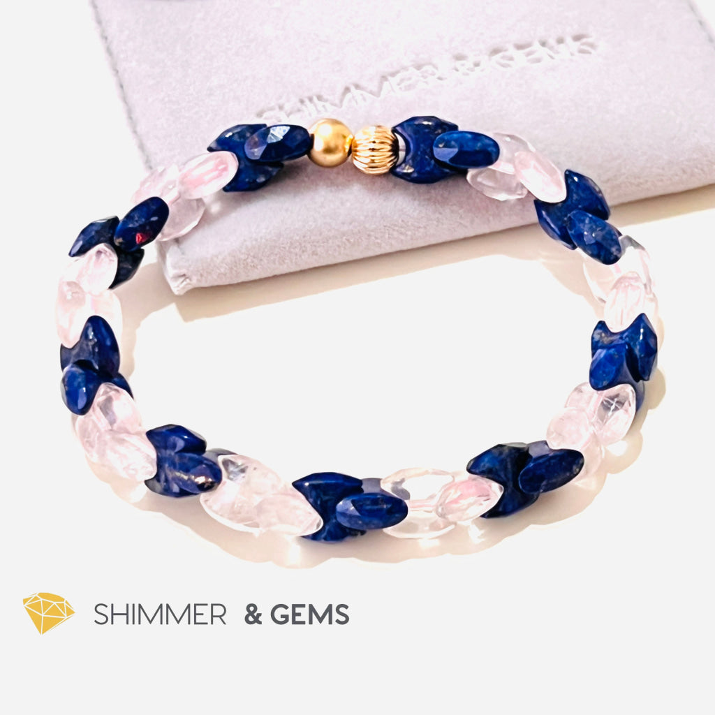 Rose Quartz & Lapis Lazuli Chain Healing Bracelet (Alignment Balance) Bracelets