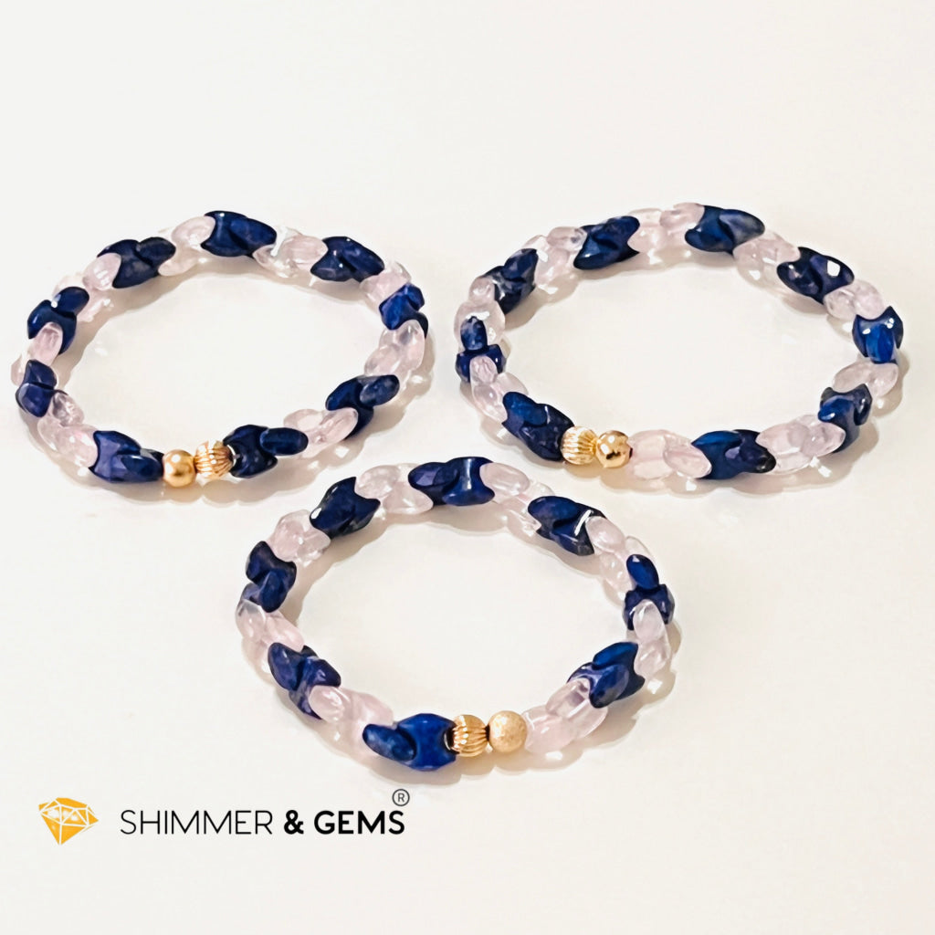 Rose Quartz & Lapis Lazuli Chain Healing Bracelet (Alignment Balance) Bracelets