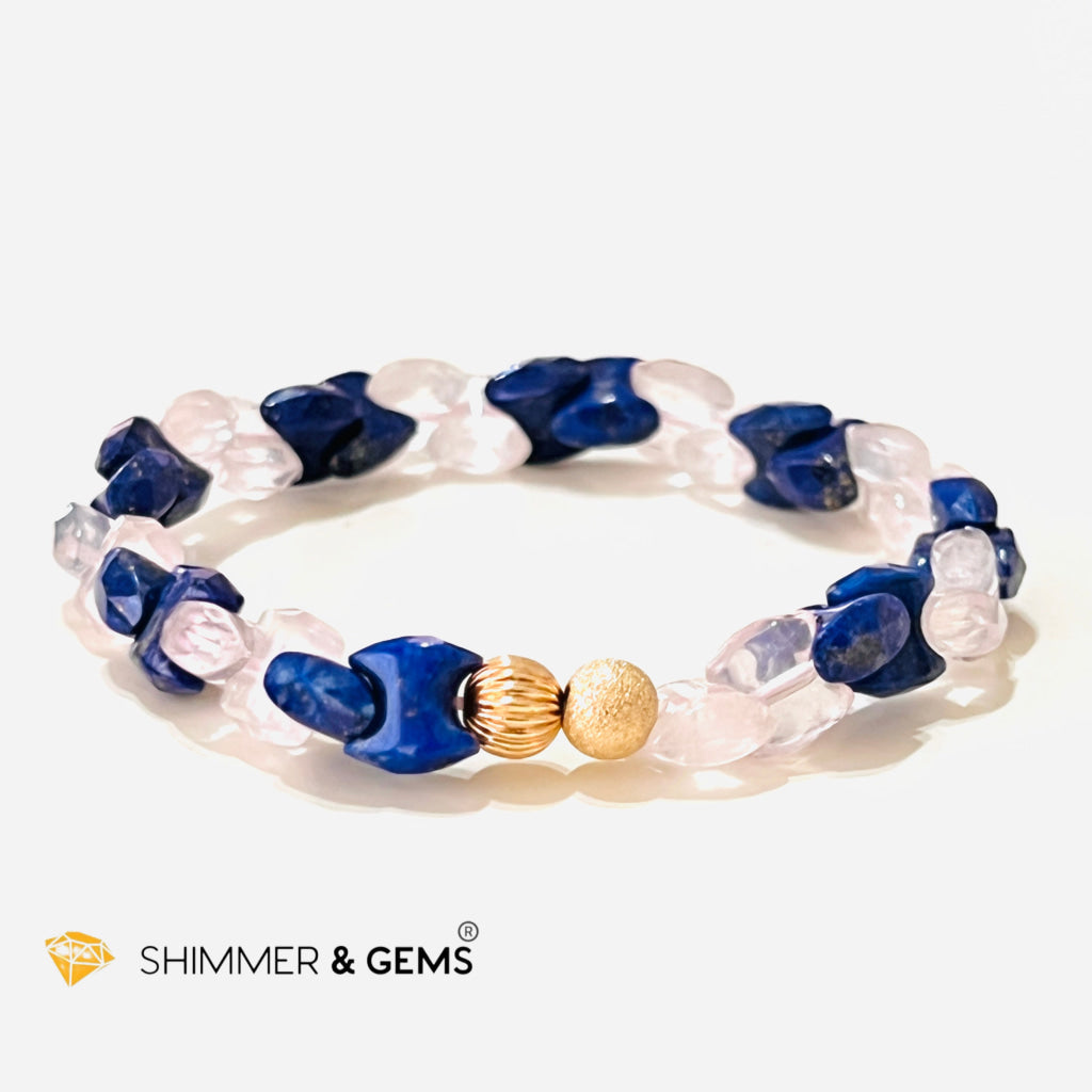 Rose Quartz & Lapis Lazuli Chain Healing Bracelet (Alignment Balance) Bracelets