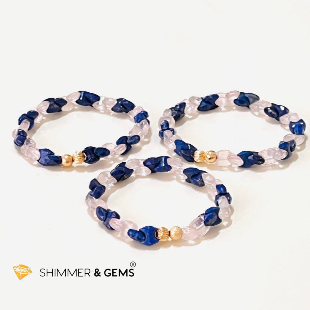 Rose Quartz & Lapis Lazuli Chain Healing Bracelet (Alignment Balance) Bracelets