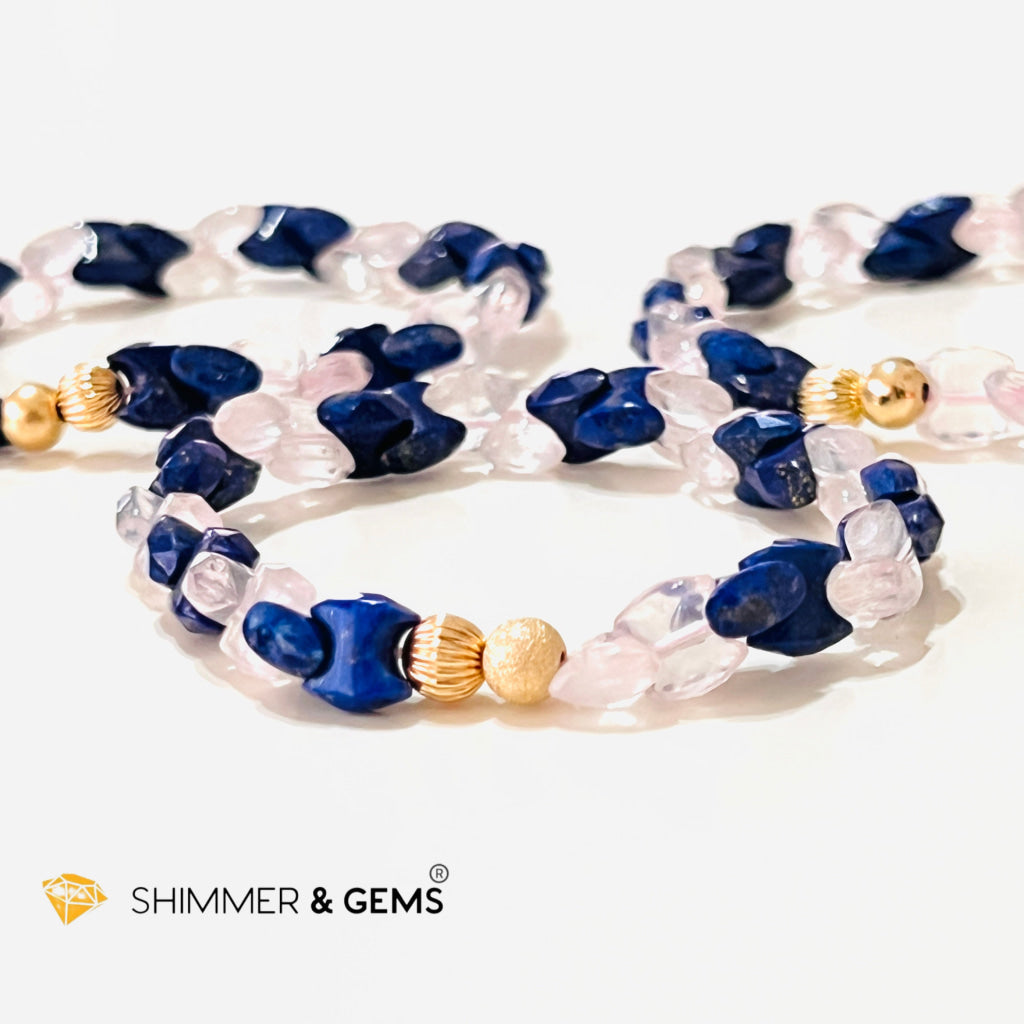 Rose Quartz & Lapis Lazuli Chain Healing Bracelet (Alignment Balance) Bracelets