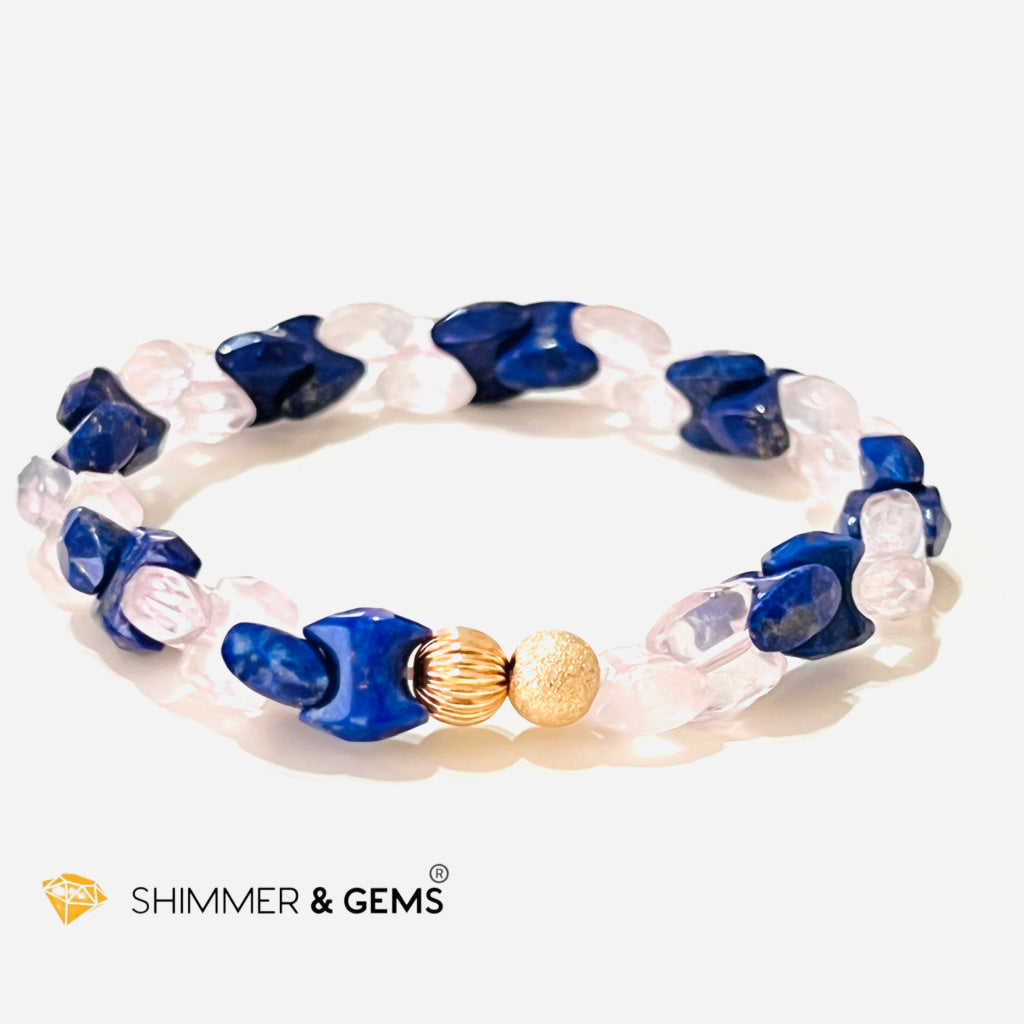 Rose Quartz & Lapis Lazuli Chain Healing Bracelet (Alignment Balance) Bracelets