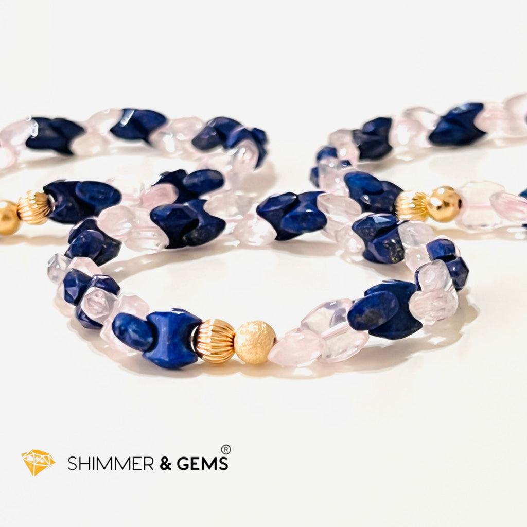 Rose Quartz & Lapis Lazuli Chain Healing Bracelet (Alignment Balance) Bracelets