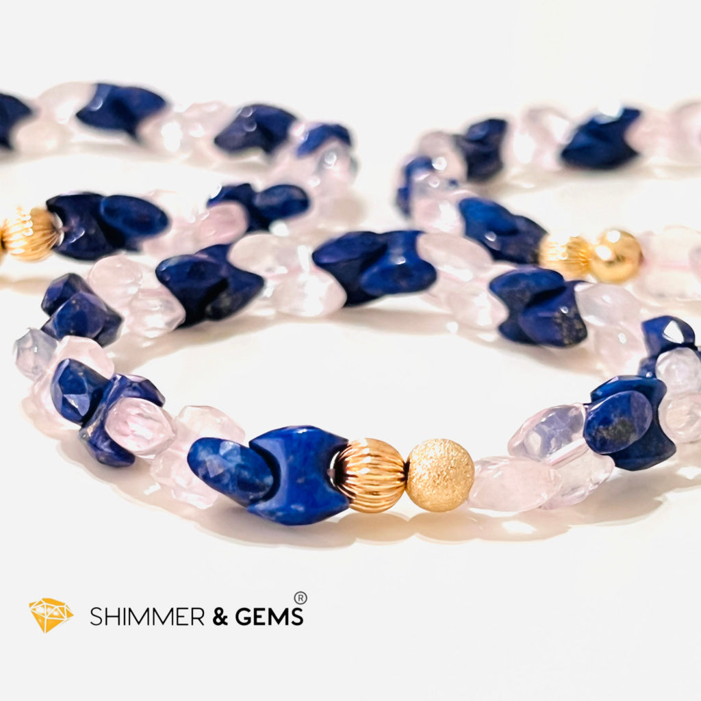 Rose Quartz & Lapis Lazuli Chain Healing Bracelet (Alignment Balance) Bracelets