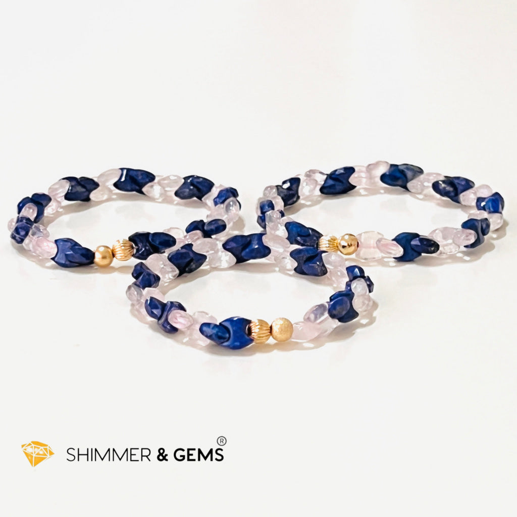 Rose Quartz & Lapis Lazuli Chain Healing Bracelet (Alignment Balance) Bracelets