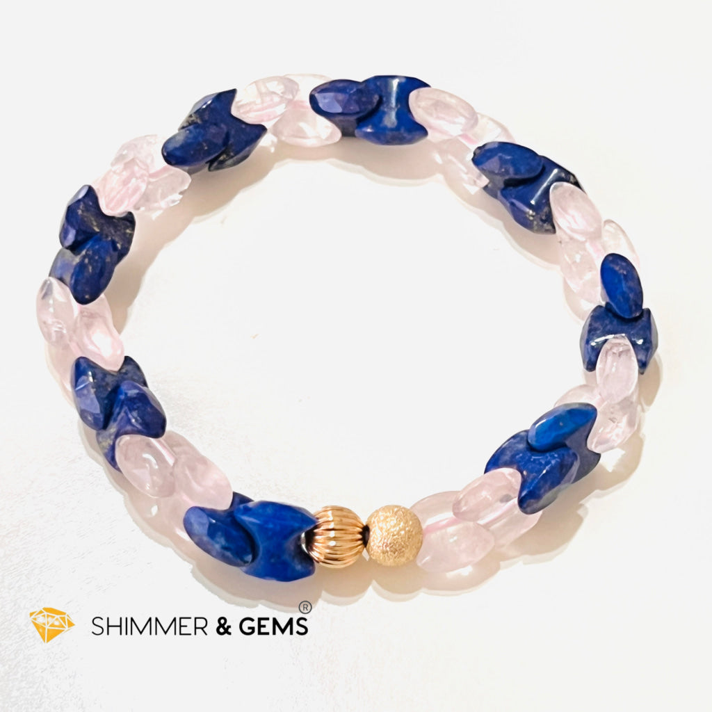 Rose Quartz & Lapis Lazuli Chain Healing Bracelet (Alignment Balance) Bracelets