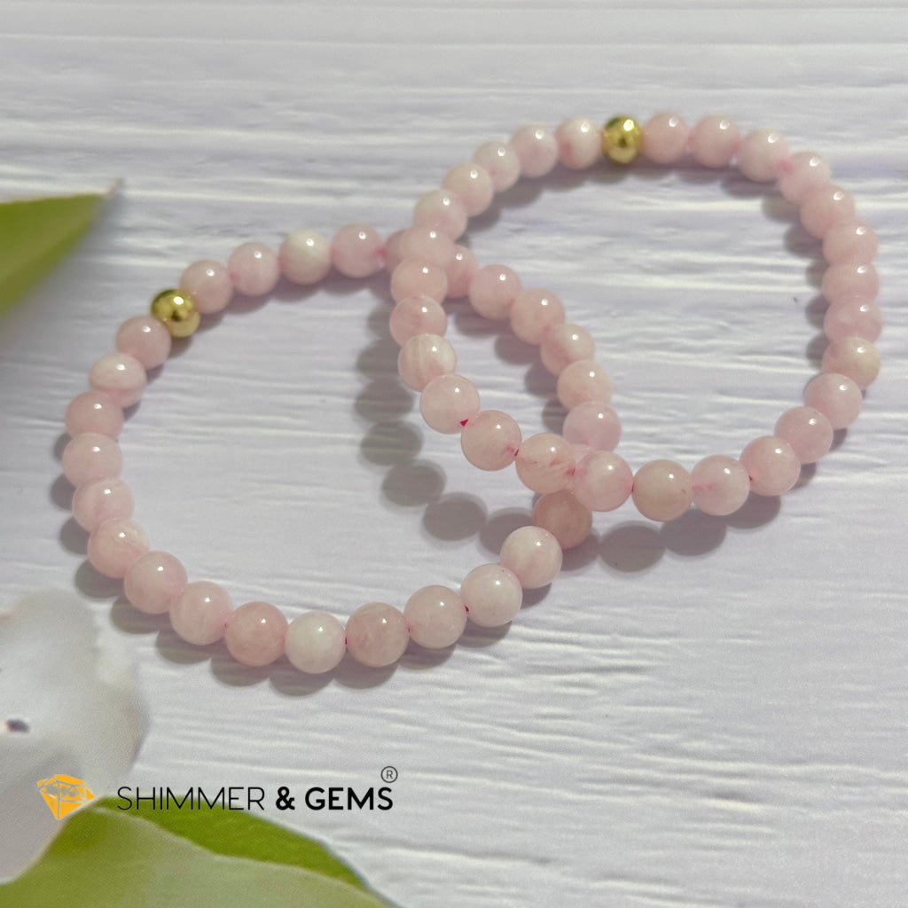 Rose Quartz Madagascar 6mm Bracelet with 14k gold filled bead
