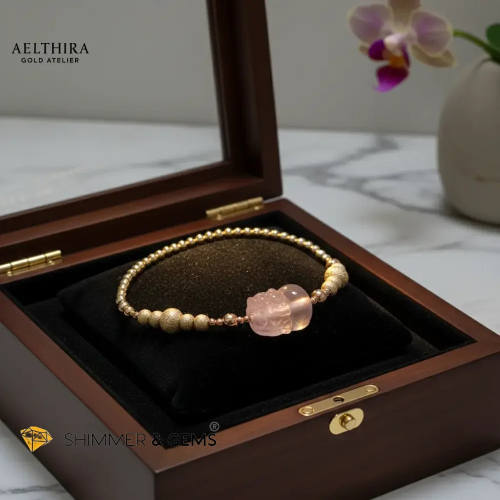 Rose Quartz Pixiu Bracelet in 14k gold-filled setting Bracelet