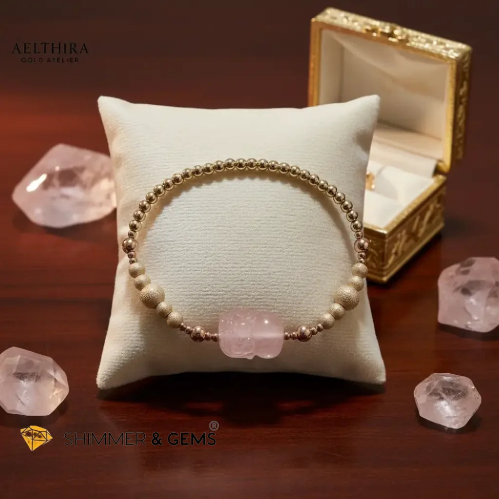 Rose Quartz Pixiu Bracelet in 14k gold-filled setting Bracelet
