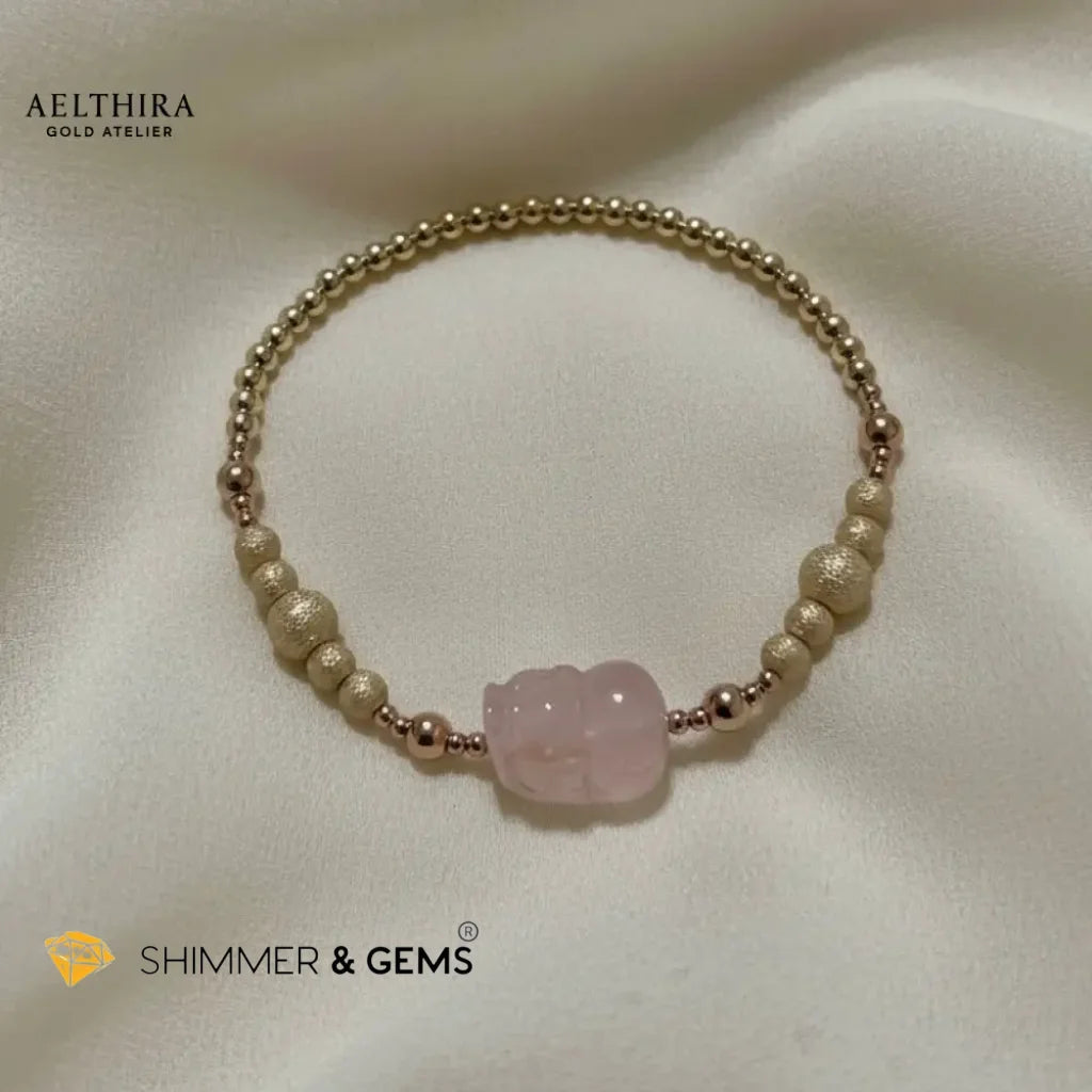 Rose Quartz Pixiu Bracelet in 14k gold-filled setting Bracelet