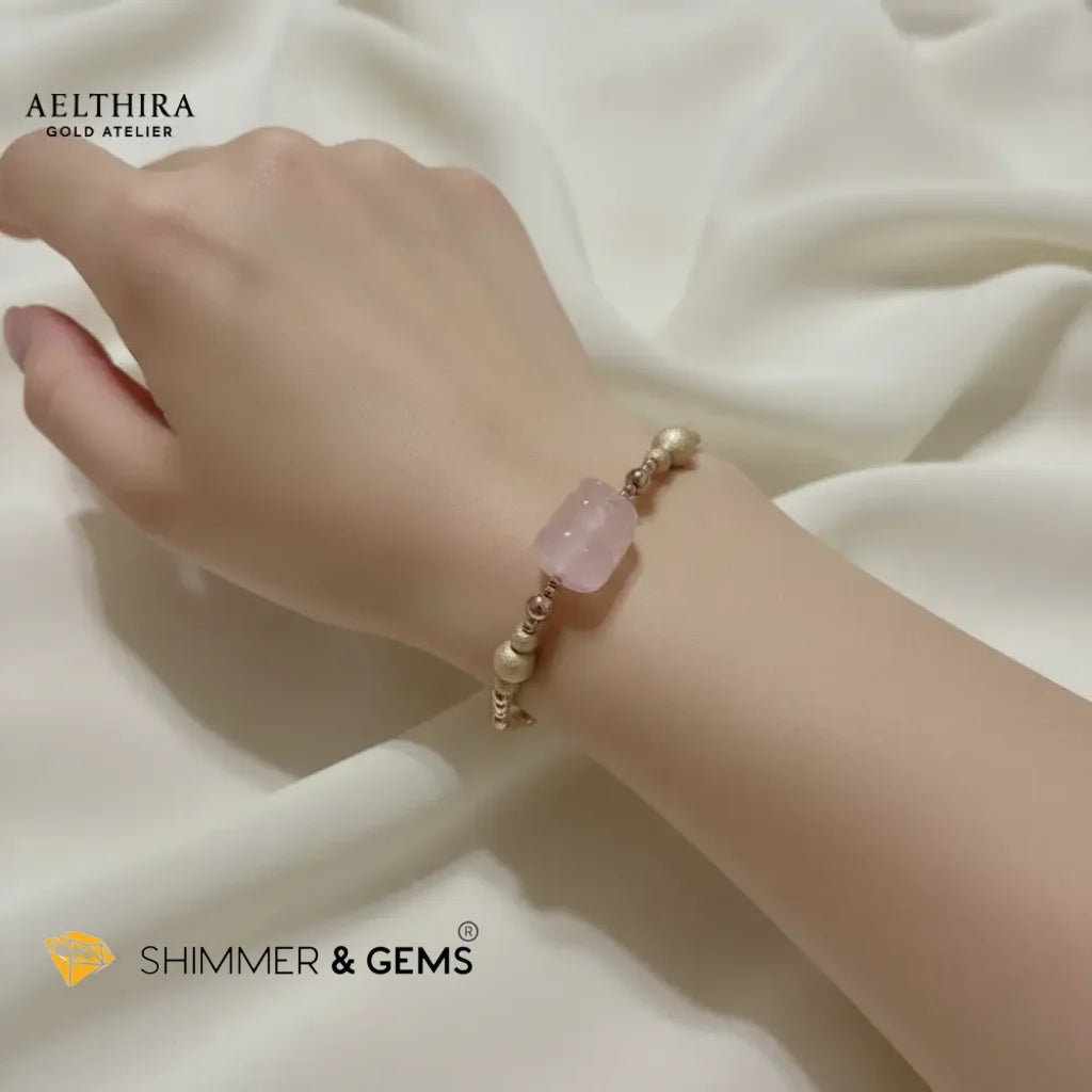 Rose Quartz Pixiu Bracelet in 14k gold-filled setting Bracelet