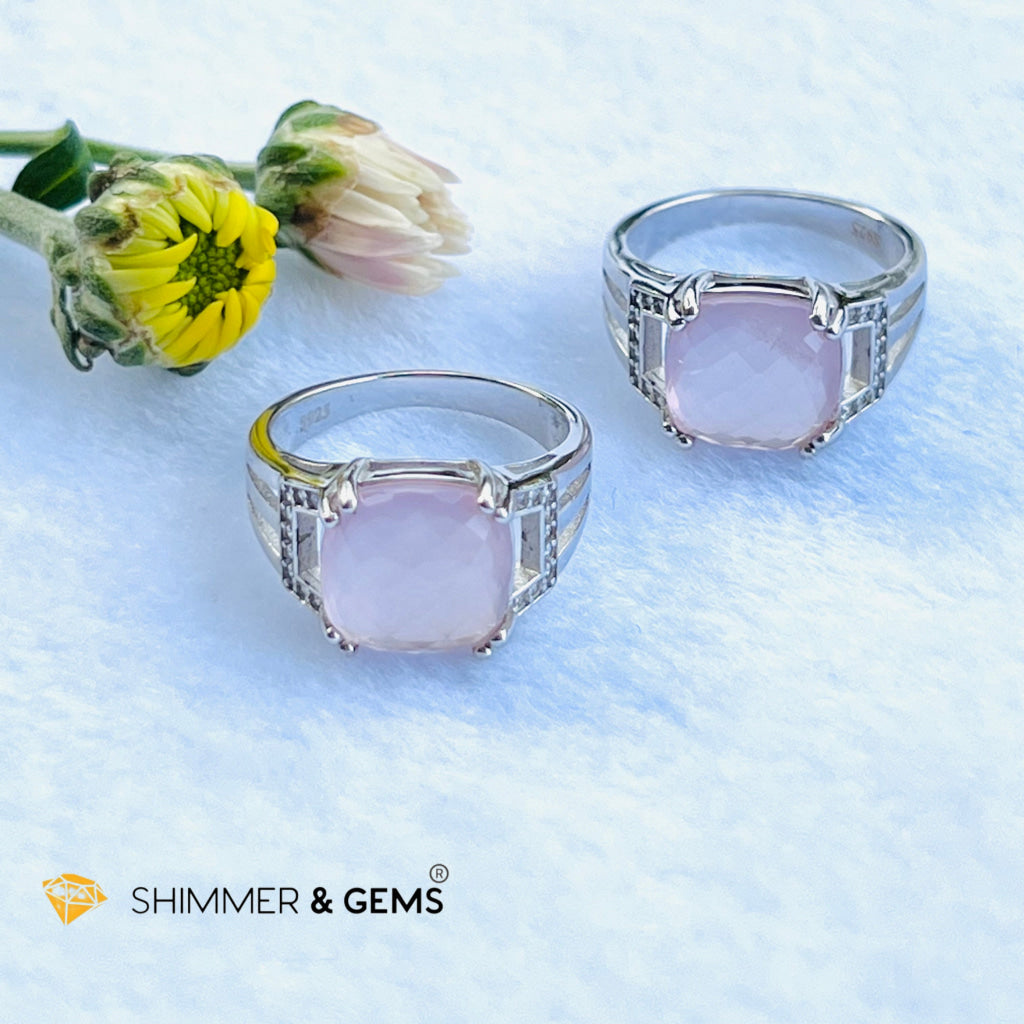 Rose Quartz Square Ring (Love) 10X10Mm Rings