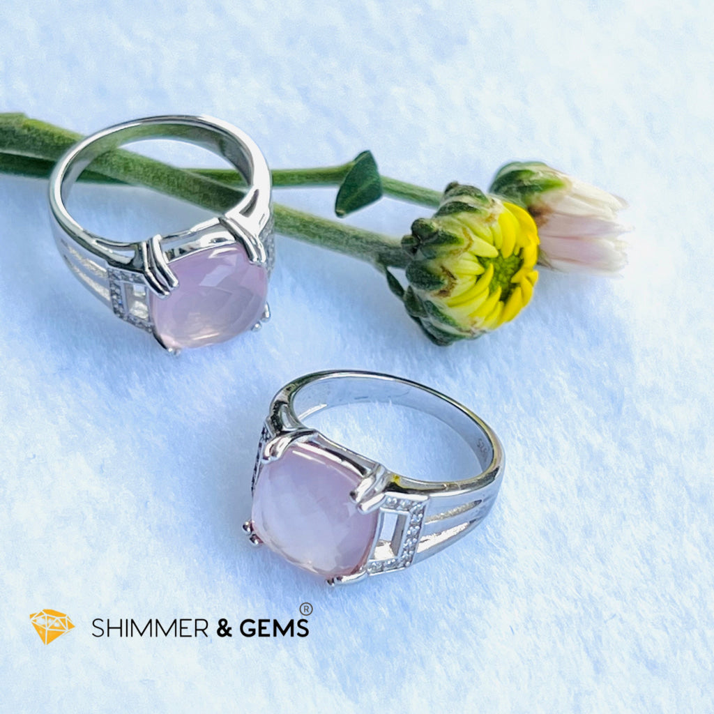 Rose Quartz Square Ring (Love) 10X10Mm Rings