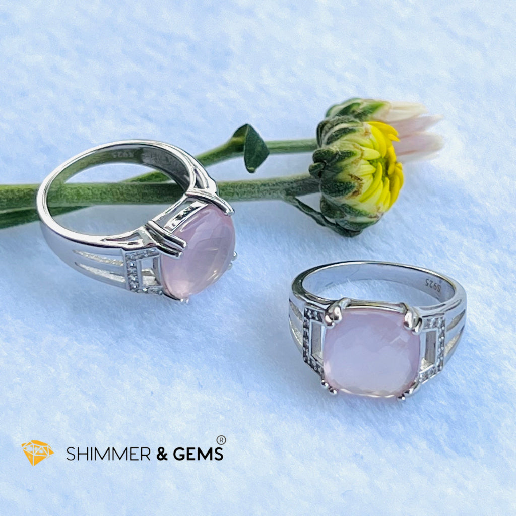 Rose Quartz Square Ring (Love) 10X10Mm Rings