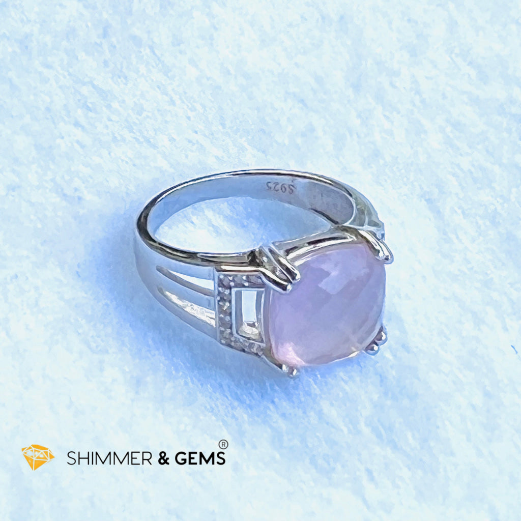 Rose Quartz Square Ring (Love) 10X10Mm