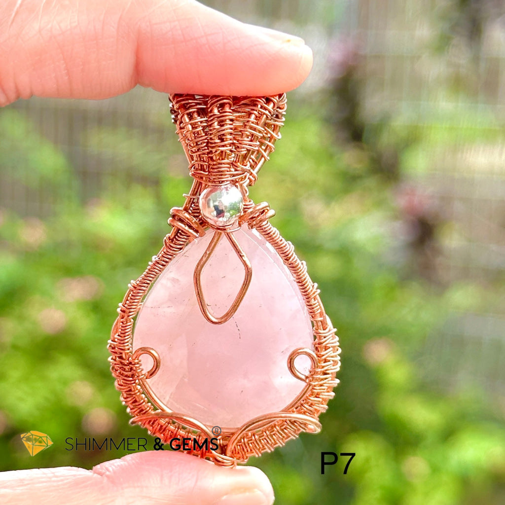 Rose Quartz Wire-Wrapped Pendant (Stainless Steel) Brazil Photo 7