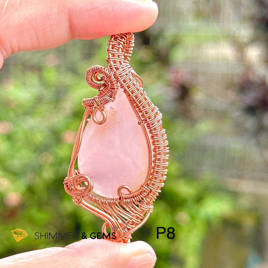 Rose Quartz Wire-Wrapped Pendant (Stainless Steel) Brazil Photo 8