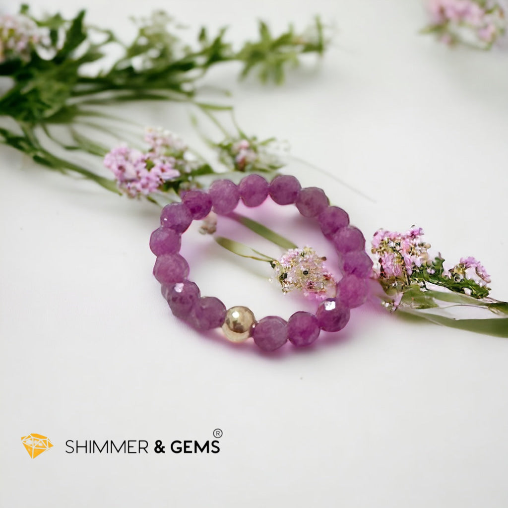 Ruby 4mm Faceted Beaded Ring with 14k gold filled