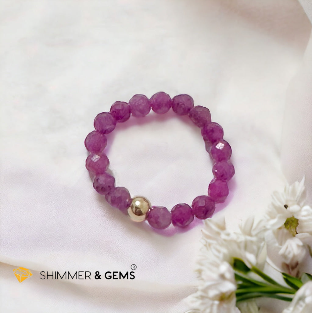 Ruby 4mm Faceted Beaded Ring with 14k gold filled