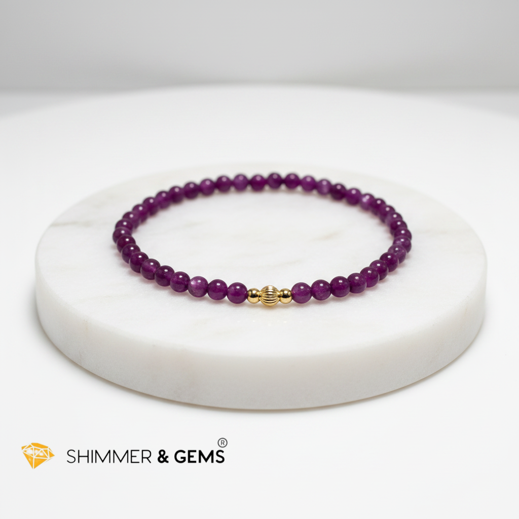 Ruby (Natural) 4mm Bracelet with 14k gold filled (Premium)