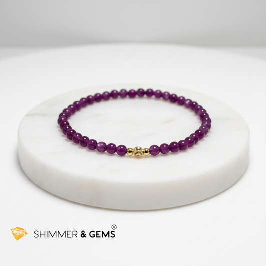 Ruby (Natural) 4mm Bracelet with 14k gold filled (Premium)