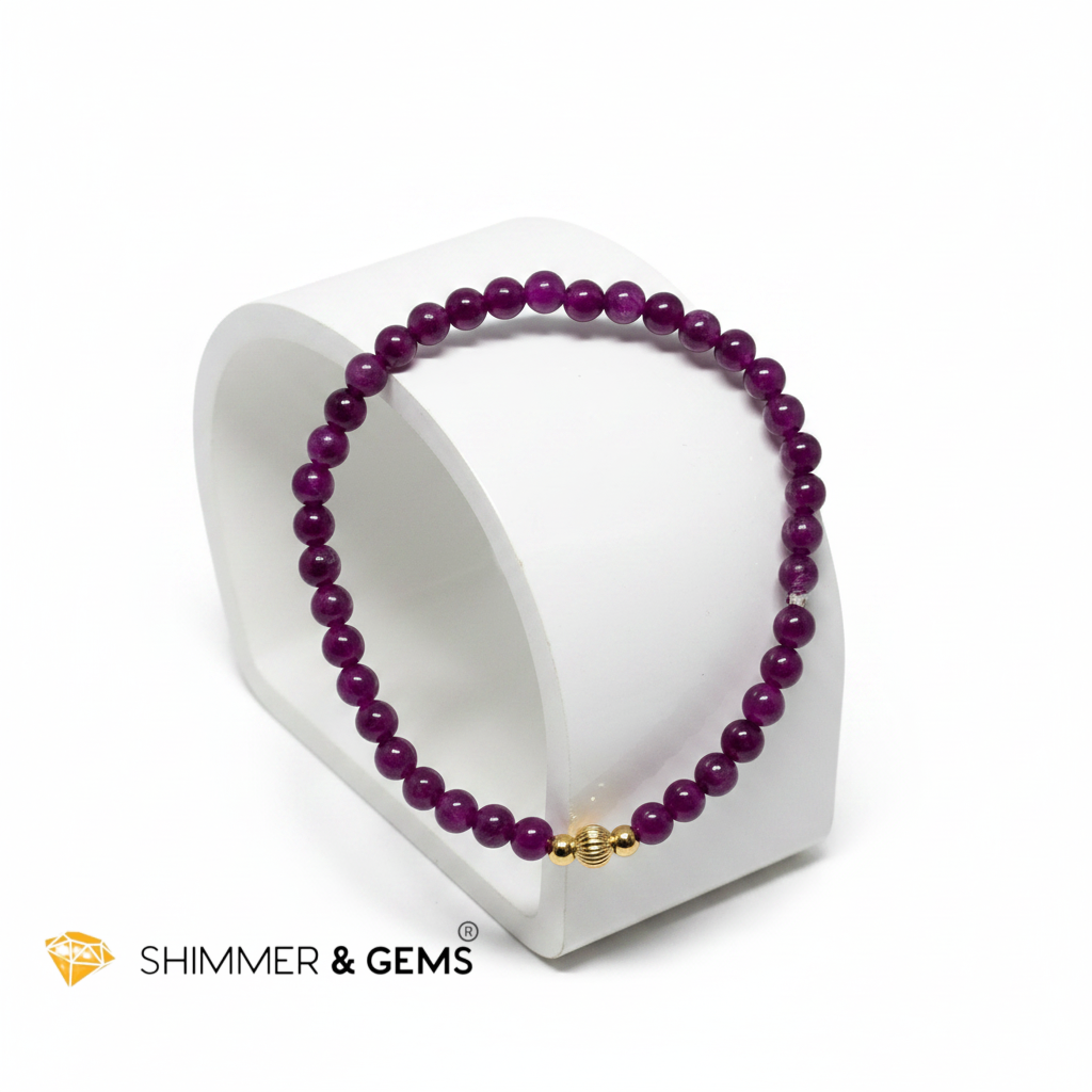 Ruby (Natural) 4mm Bracelet with 14k gold filled (Premium)