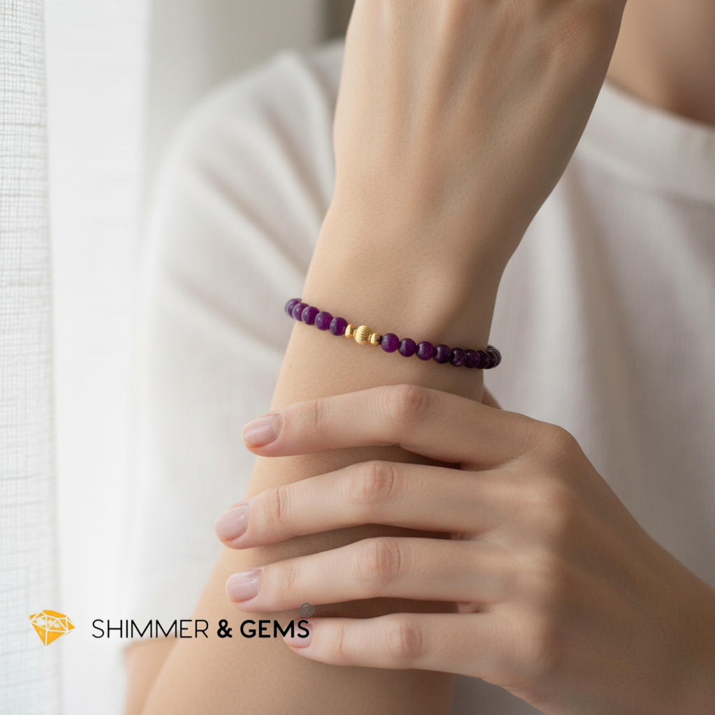 Ruby (Natural) 4mm Bracelet with 14k gold filled (Premium)