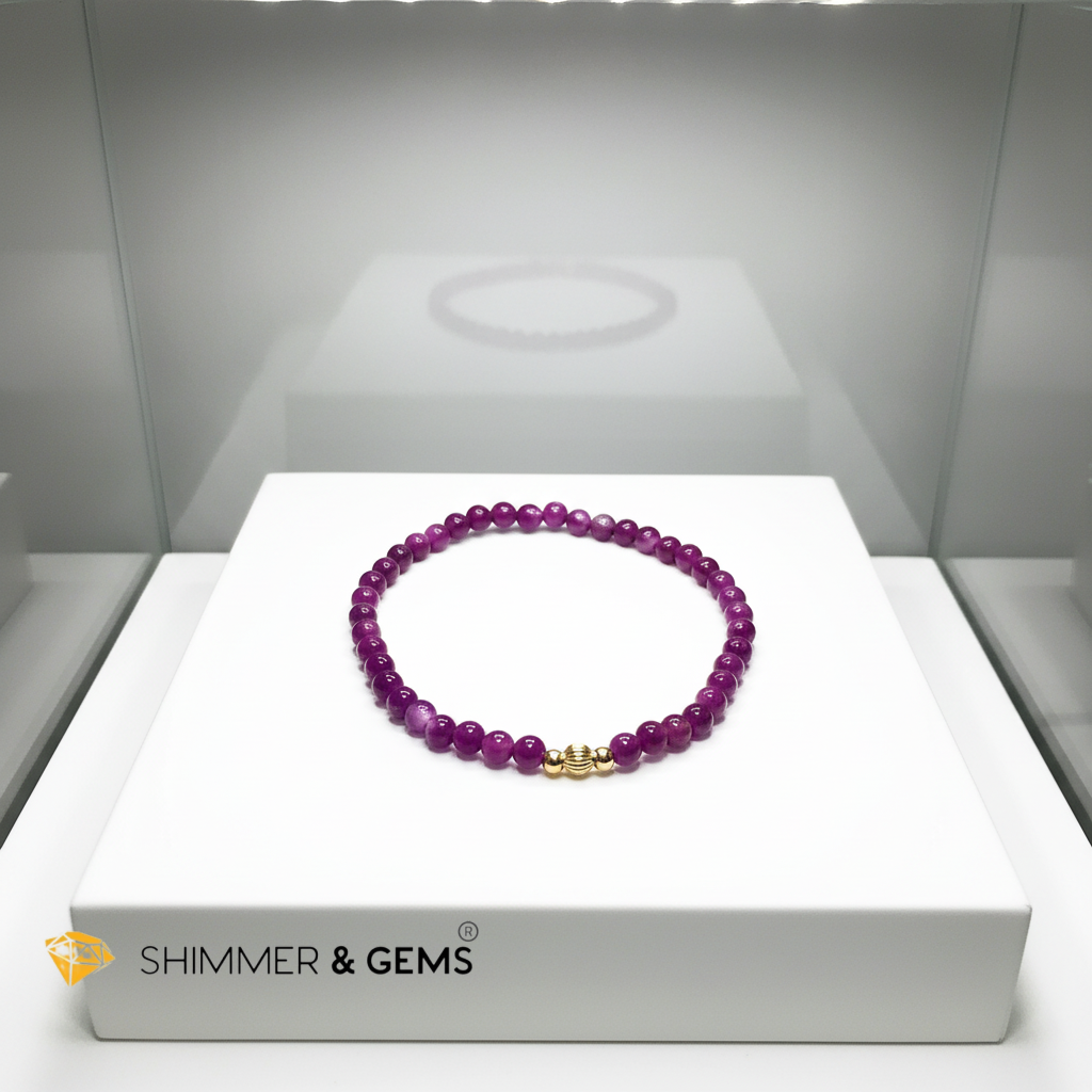 Ruby (Natural) 4mm Bracelet with 14k gold filled (Premium)