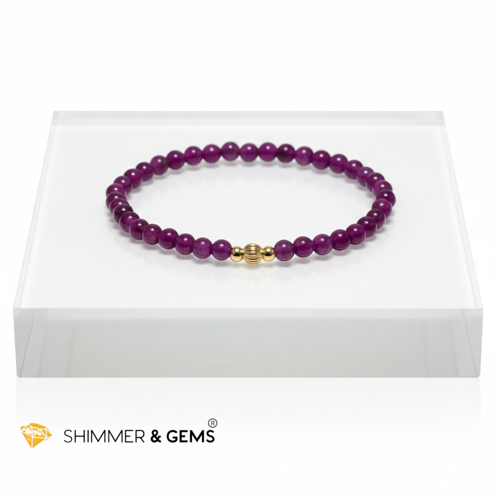 Ruby (Natural) 4mm Bracelet with 14k gold filled (Premium)