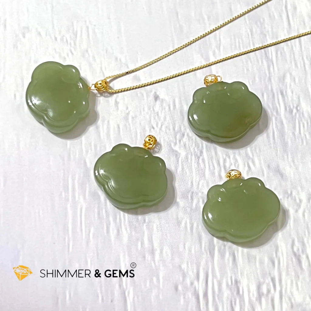 RUYI Jade Nephrite 18k Gold Pendant