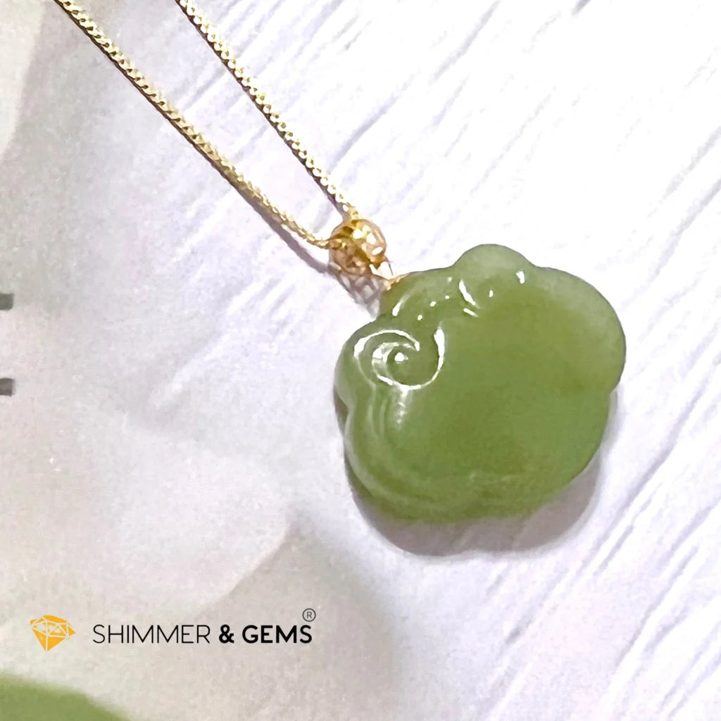 RUYI Jade Nephrite 18k Gold Pendant