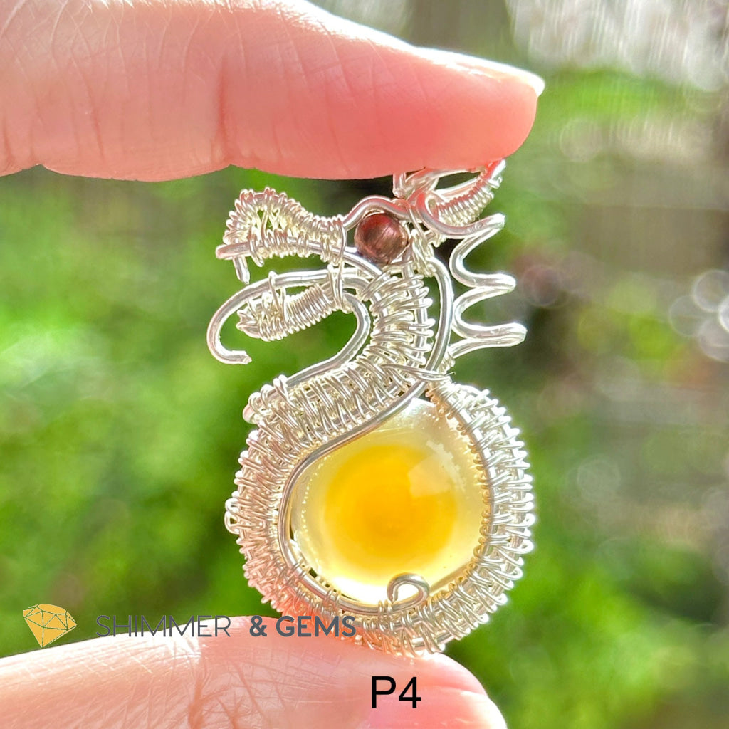 Sacred Dragon Shiva Agate Eye Wire-wrapped Pendant (Stainless Steel)