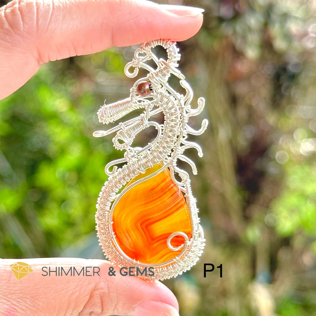 Sacred Dragon Wire-Wrapped Pendant (Stainless Steel)