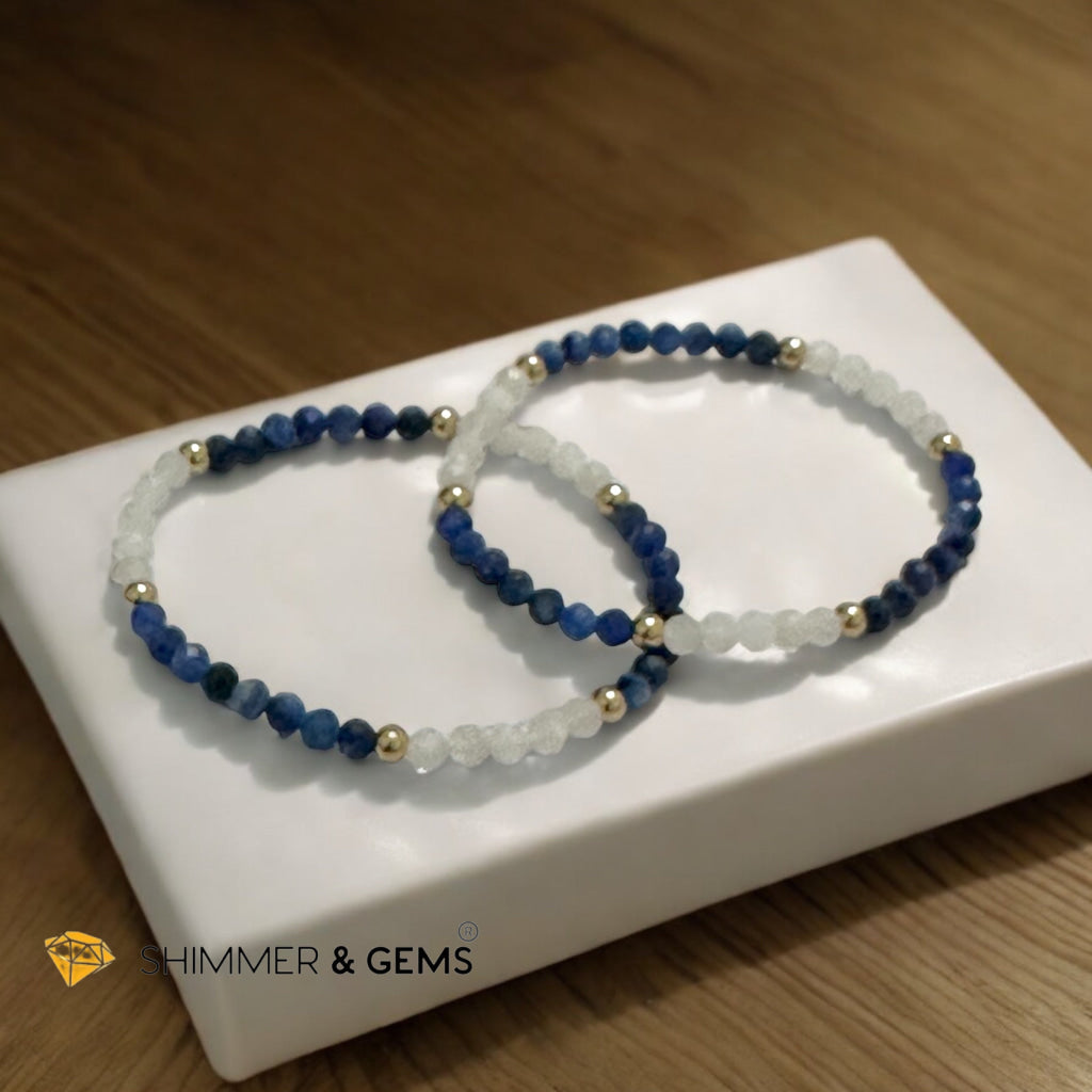 Safe Travels 4mm Bracelet with Stainless Steel Beads (Moonstone & Kyanite)