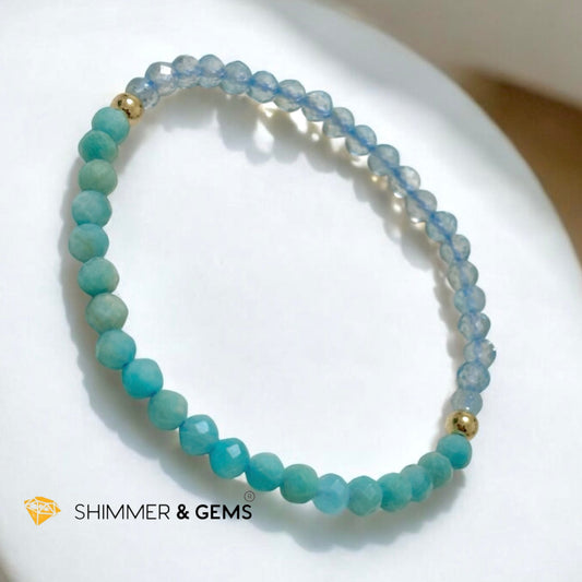 Secret Message Bracelet of CALM (Aquamarine & Amazonite) 4mm with 14k gold filled & a secret message