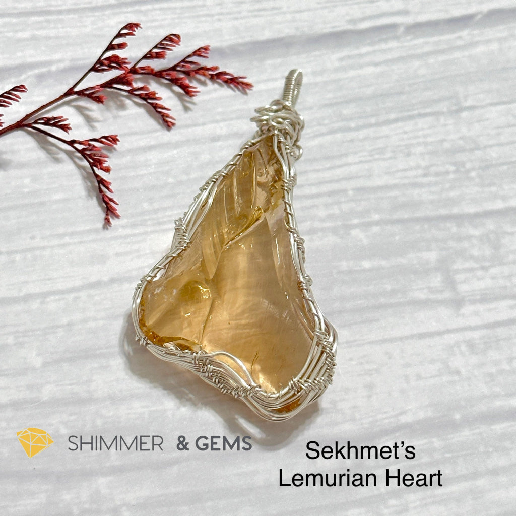 Sekhmet Lemurian Heart Andara Pendant Wire-Wrapped