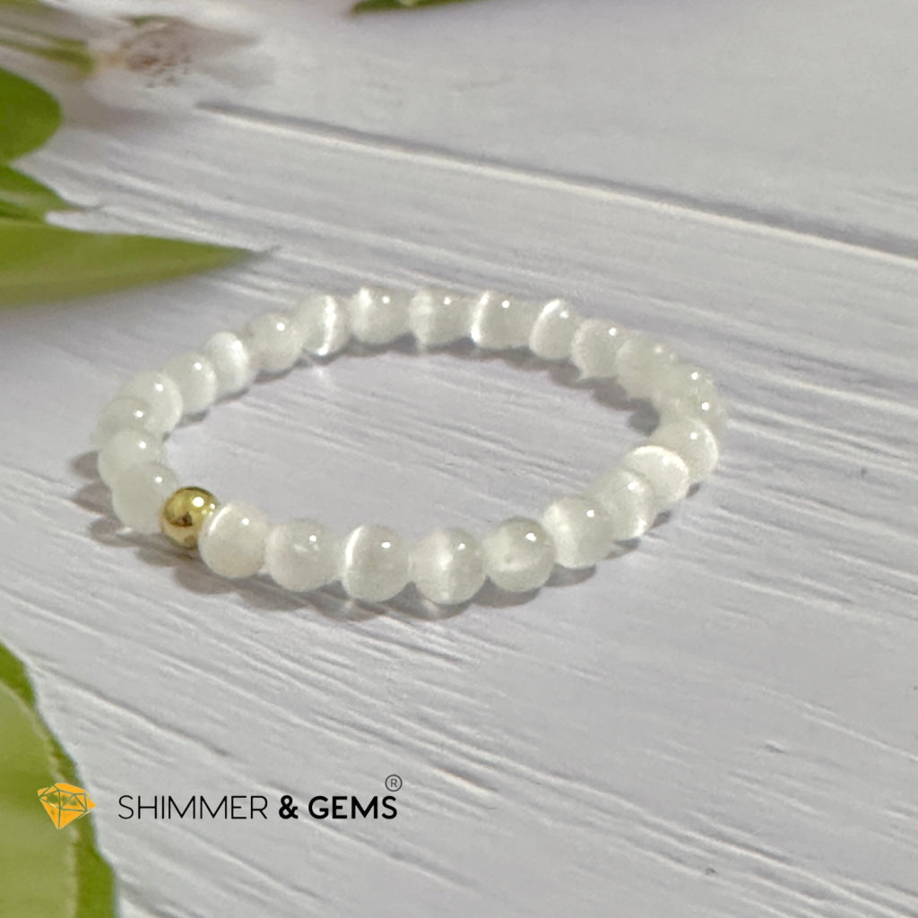 Selenite 6mm Bracelet with 14k gold filled bead