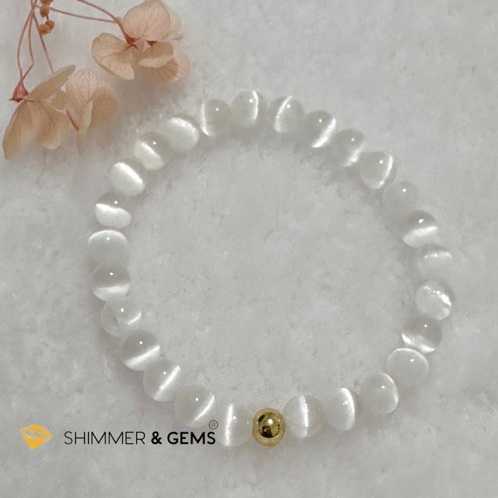 Selenite 6mm Bracelet with 14k gold filled bead