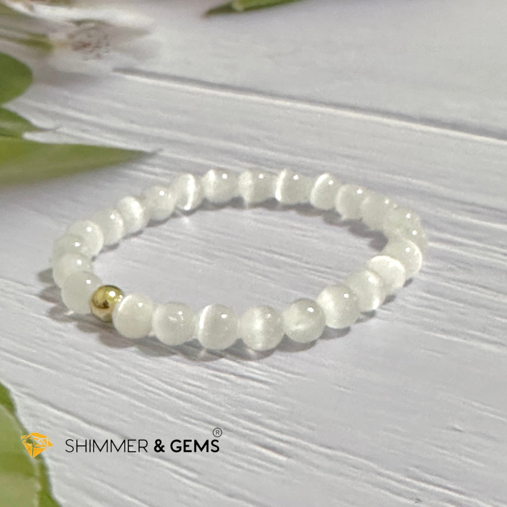 Selenite 6mm Bracelet with 14k gold filled bead