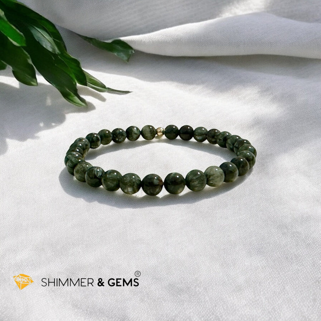 Seraphinite Bracelet AAA grade 6mm (Cancer Prevention)Premium