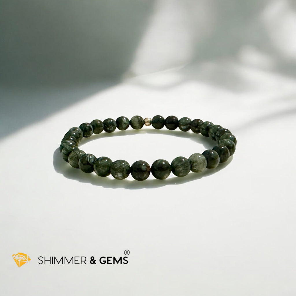 Seraphinite Bracelet AAA grade 6mm (Cancer Prevention)Premium