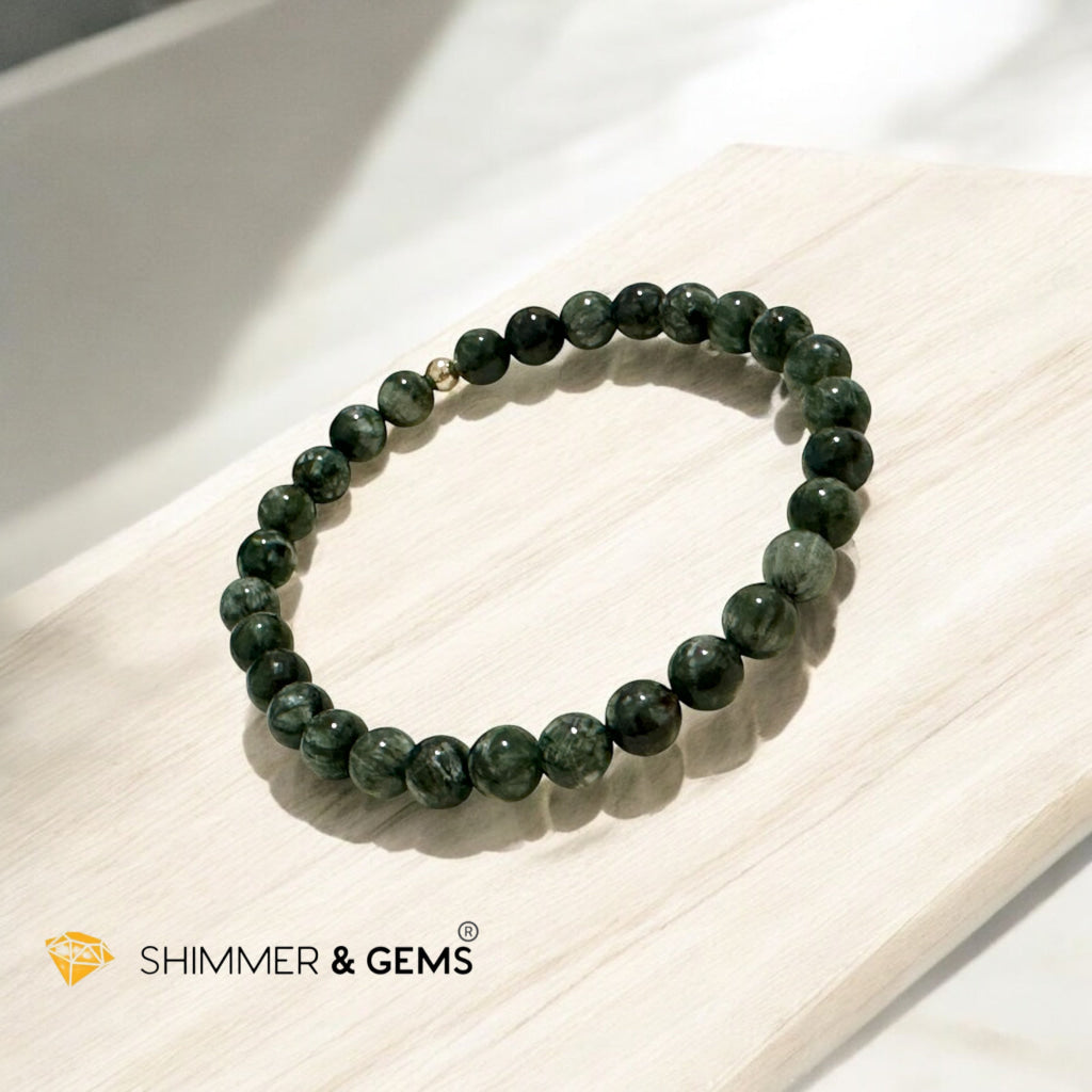 Seraphinite Bracelet AAA grade 6mm (Cancer Prevention)Premium