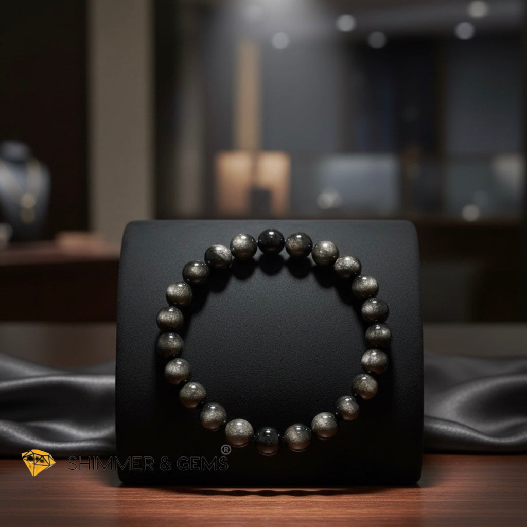 Silver Sheen Obsidian 8mm Bracelet (Protection • Intuition • Spiritual Shield)