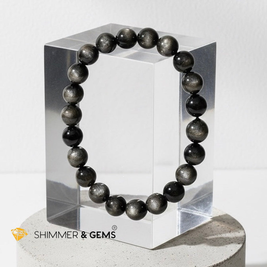 Silver Sheen Obsidian 8mm Bracelet (Protection • Intuition • Spiritual Shield)