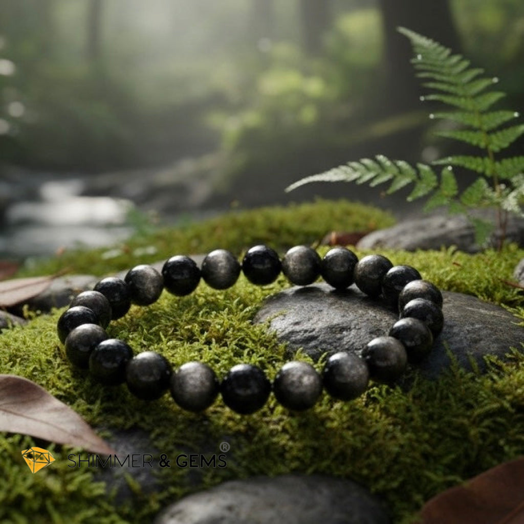 Silver Sheen Obsidian 8mm Bracelet (Protection • Intuition • Spiritual Shield)