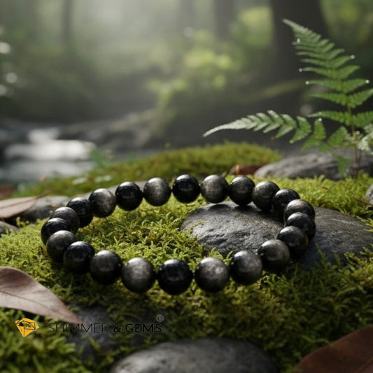 Silver Sheen Obsidian 8mm Bracelet (Protection • Intuition • Spiritual Shield)
