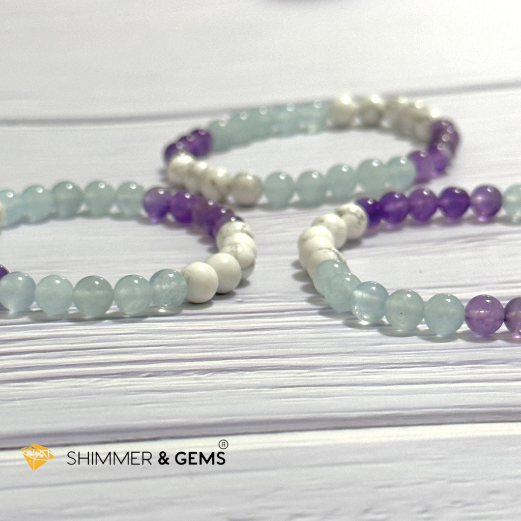 Sleep Well Remedy Bracelet (Howlite, Aquamarine & Amethyst 6mm)