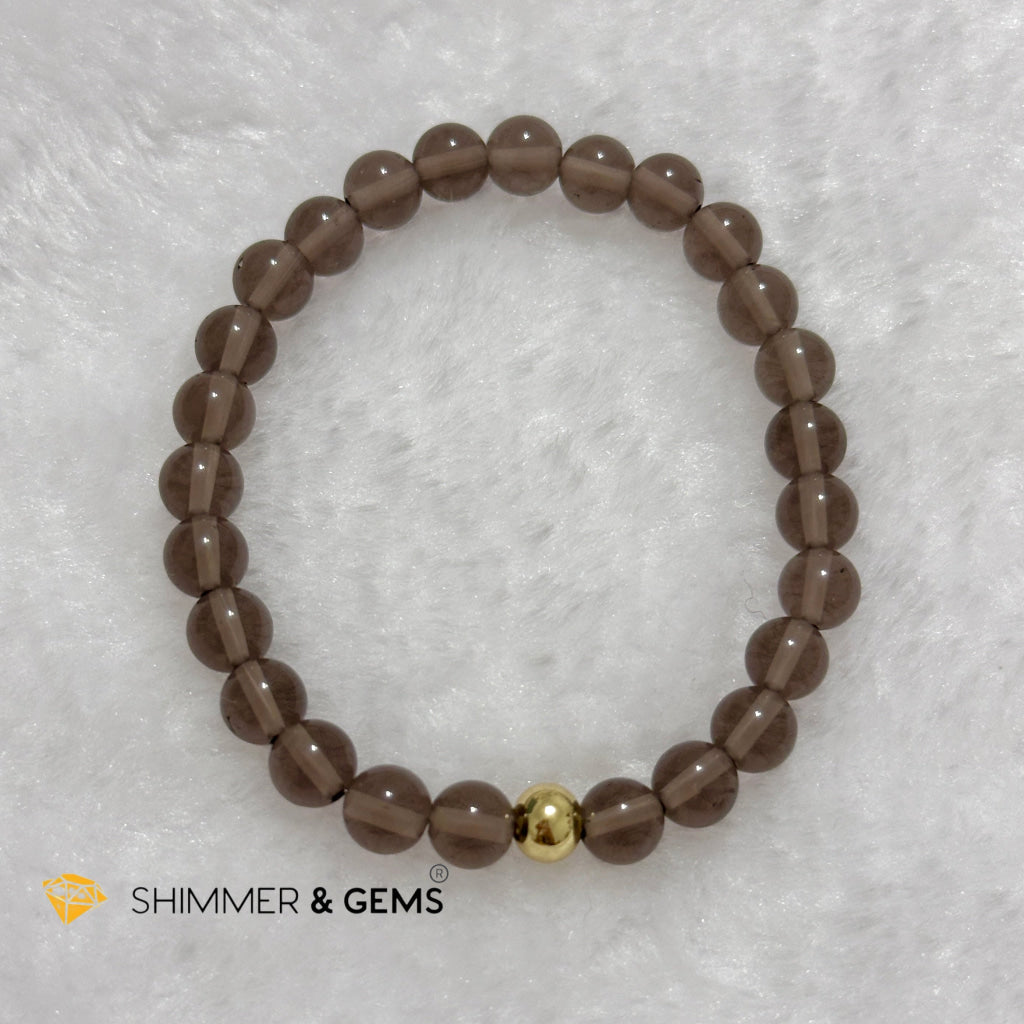 Smoky Quartz 6mm Bracelet with 14k gold filled bead
