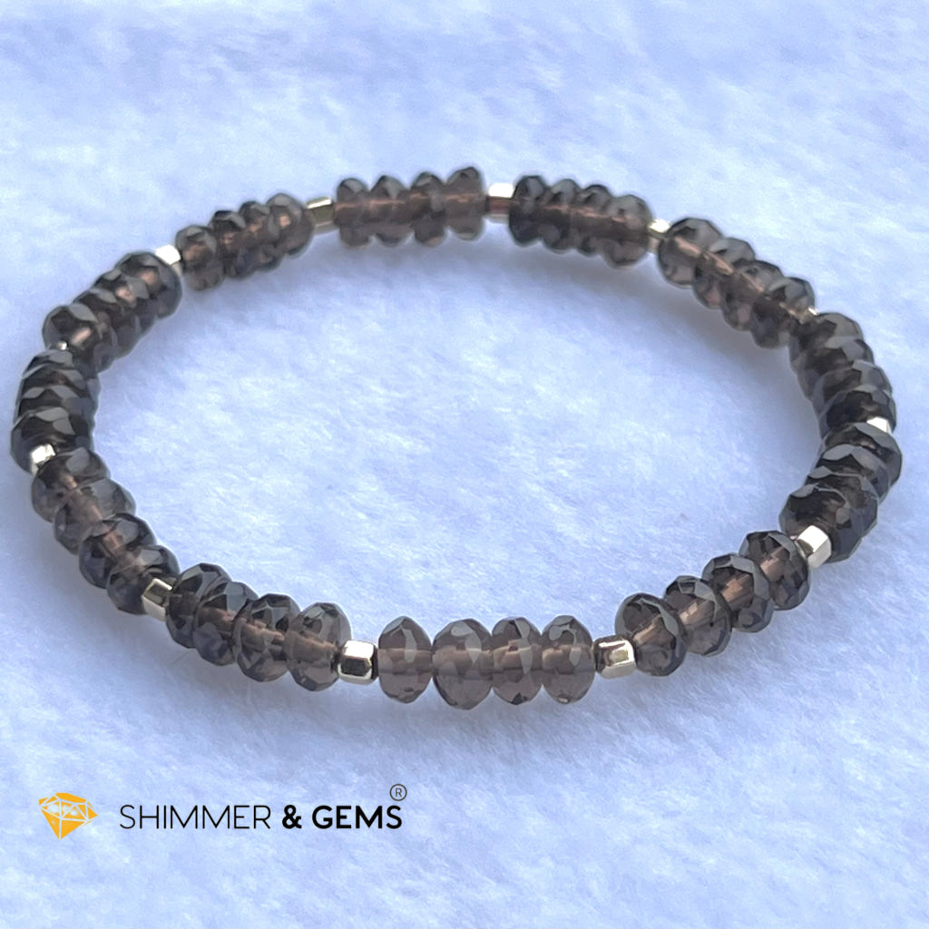 Smoky Quartz Rondelle Healing Bracelet With 14K Faceted Gold Filled Beads